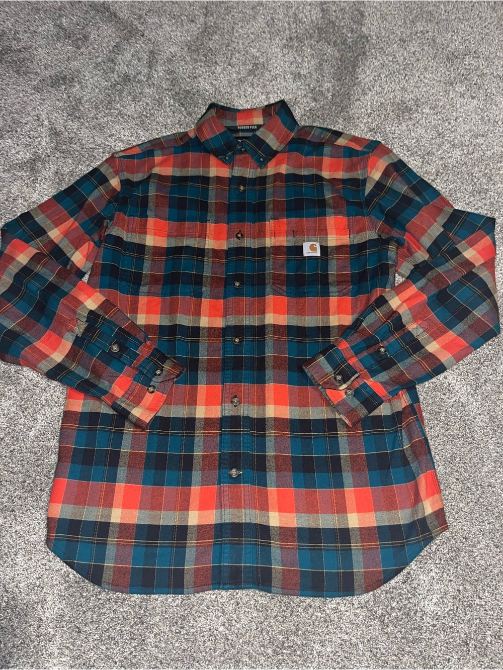 Carhartt Mens Rugged Flex Relaxed Fit Flannel Long-Sleeve Plaid Medium